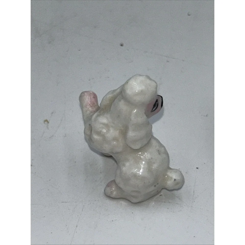Vintage Bone China Shiken White with Pink Face Poodle Family of 2 Figurines